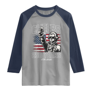 Patriotic Thomas Jefferson Raglan Shirt Cheers To 250 Years TS12 Sport Gray Navy Print Your Wear