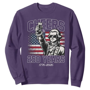 Patriotic Thomas Jefferson Sweatshirt Cheers To 250 Years TS12 Purple Print Your Wear