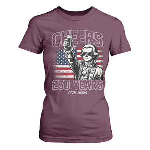Patriotic Thomas Jefferson T Shirt For Women Cheers To 250 Years TS12 Maroon Print Your Wear