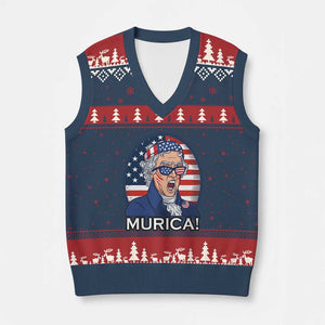Funny Murica Thomas Jefferson V-Neck Knit Sweater Vest Founding Father Gift TS12 Navy Red Print Your Wear