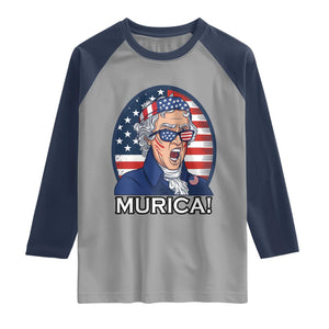 Funny Murica Thomas Jefferson Raglan Shirt Founding Father Gift TS12 Sport Gray Navy Print Your Wear
