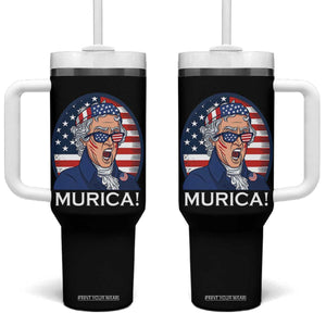 Funny Murica Thomas Jefferson Tumbler With Handle Founding Father Gift TS12 One Size: 40 oz Black Print Your Wear