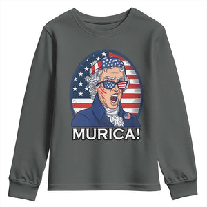 Funny Murica Thomas Jefferson Youth Sweatshirt Founding Father Gift TS12 Dark Heather Print Your Wear