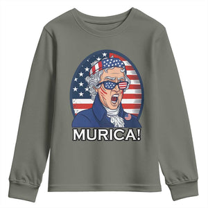 Funny Murica Thomas Jefferson Youth Sweatshirt Founding Father Gift TS12 Military Green Print Your Wear