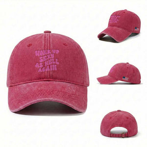 Funny Attitude Women Saying Washed Cotton Baseball Cap I Woke Up Sexy As Hell Again TS12 Washed Cap Universal Fit Red Print Your Wear