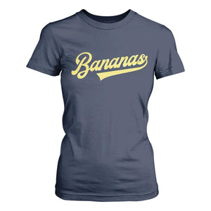 Funny Banana Pattern Typography T Shirt For Women Retro Throwback Fruit Lover TS12 Navy Print Your Wear