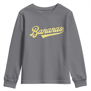 Funny Banana Pattern Typography Youth Sweatshirt Retro Throwback Fruit Lover TS12 Charcoal Print Your Wear