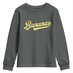 Funny Banana Pattern Typography Youth Sweatshirt Retro Throwback Fruit Lover TS12 Dark Heather Print Your Wear