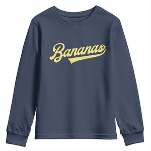 Funny Banana Pattern Typography Youth Sweatshirt Retro Throwback Fruit Lover TS12 Navy Print Your Wear