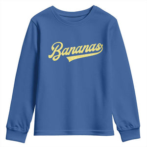 Funny Banana Pattern Typography Youth Sweatshirt Retro Throwback Fruit Lover TS12 Royal Blue Print Your Wear