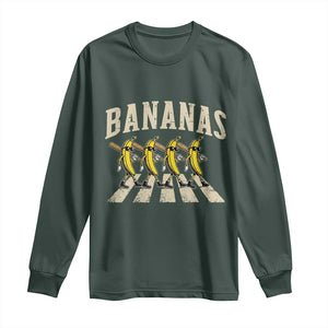 Retro Bananas Parody Long Sleeve Shirt Funny Baseball Player Gift TS12 Dark Forest Green Print Your Wear