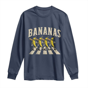 Retro Bananas Parody Long Sleeve Shirt Funny Baseball Player Gift TS12 Navy Print Your Wear