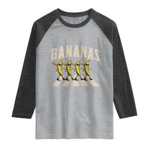 Retro Bananas Parody Raglan Shirt Funny Baseball Player Gift TS12 Heather Gray Heather Charcoal Print Your Wear