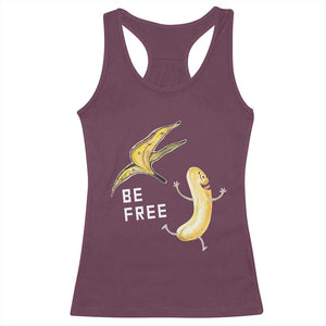 Funny Banana Striptease Be Free Graphic Racerback Tank Top TS12 Maroon Print Your Wear