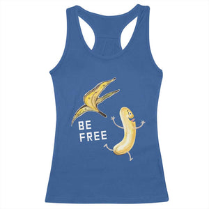 Funny Banana Striptease Be Free Graphic Racerback Tank Top TS12 Royal Blue Print Your Wear