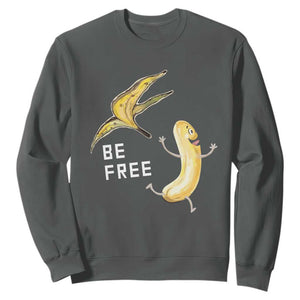 Funny Banana Striptease Be Free Graphic Sweatshirt TS12 Dark Heather Print Your Wear