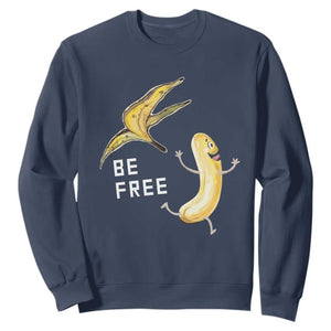 Funny Banana Striptease Be Free Graphic Sweatshirt TS12 Navy Print Your Wear
