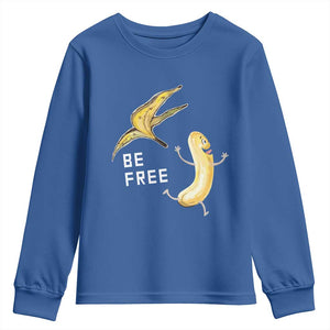 Funny Banana Striptease Be Free Graphic Youth Sweatshirt TS12 Royal Blue Print Your Wear
