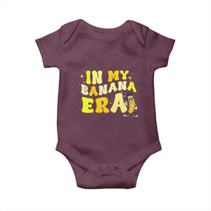 Funny In My Banana Era Graphic Baby Onesie Retro Fruit Lover TS12 Maroon Print Your Wear