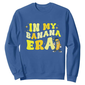 Funny In My Banana Era Graphic Sweatshirt Retro Fruit Lover TS12 Royal Blue Print Your Wear