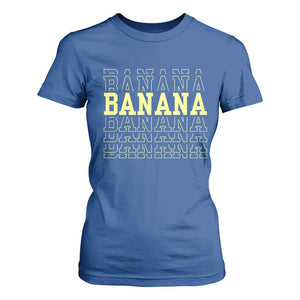 Banana Layered Text Graphic T Shirt For Women Banana Lover Gift TS12 Royal Blue Print Your Wear