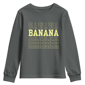 Banana Layered Text Graphic Youth Sweatshirt Banana Lover Gift TS12 Dark Heather Print Your Wear