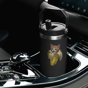 Funny Bananacat Meme Lover Flip Straw Tumbler Cute Kitty Banana Costume TS12 Print Your Wear