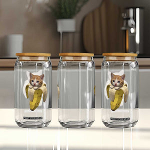 Funny Bananacat Meme Lover Glass Can Cute Kitty Banana Costume TS12 Print Your Wear