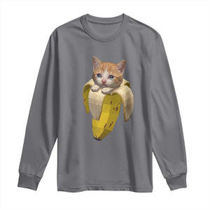 Funny Bananacat Meme Lover Long Sleeve Shirt Cute Kitty Banana Costume TS12 Charcoal Print Your Wear