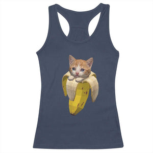 Funny Bananacat Meme Lover Racerback Tank Top Cute Kitty Banana Costume TS12 Navy Print Your Wear