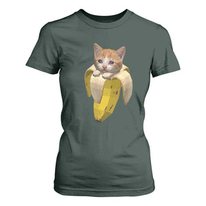 Funny Bananacat Meme Lover T Shirt For Women Cute Kitty Banana Costume TS12 Dark Forest Green Print Your Wear