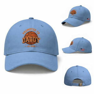 Personalized Basketball Daddy Baseball Cap Custom Number First Time Dad Pregnancy Announcement TS12 Baseball Cap Universal Fit Light Blue Print Your Wear