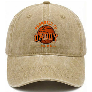 Personalized Basketball Daddy Washed Cotton Baseball Cap Custom Number First Time Dad Pregnancy Announcement TS12 Print Your Wear