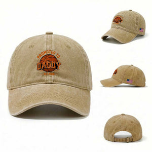 Personalized Basketball Daddy Washed Cotton Baseball Cap Custom Number First Time Dad Pregnancy Announcement TS12 Washed Cap Universal Fit Khaki Print Your Wear
