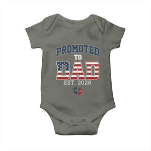 Promoted To Dad Est 2026 American Flag Baby Onesie Patriotic New Dad Gift TS12 Military Green Print Your Wear