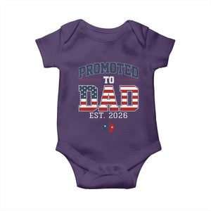 Promoted To Dad Est 2026 American Flag Baby Onesie Patriotic New Dad Gift TS12 Purple Print Your Wear