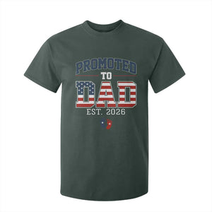 Promoted To Dad Est 2026 American Flag T Shirt For Kid Patriotic New Dad Gift TS12 Dark Forest Green Print Your Wear