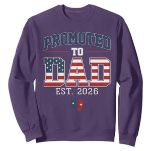 Promoted To Dad Est 2026 American Flag Sweatshirt Patriotic New Dad Gift TS12 Purple Print Your Wear