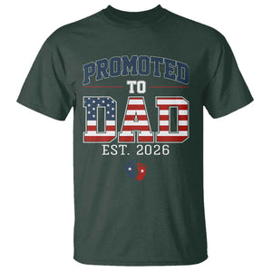 Promoted To Dad Est 2026 American Flag T Shirt Patriotic New Dad Gift TS12 Dark Forest Green Print Your Wear