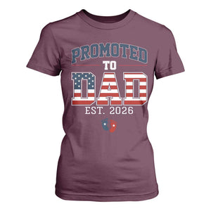 Promoted To Dad Est 2026 American Flag T Shirt For Women Patriotic New Dad Gift TS12 Maroon Print Your Wear