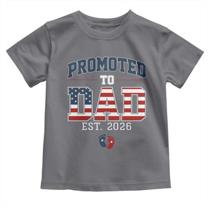 Promoted To Dad Est 2026 American Flag Toddler T Shirt Patriotic New Dad Gift TS12 Charcoal Print Your Wear