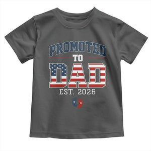 Promoted To Dad Est 2026 American Flag Toddler T Shirt Patriotic New Dad Gift TS12 Dark Heather Print Your Wear