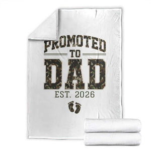 Camouflage Promoted To Dad Est 2026 Throw Blanket Camo Pregnancy Announcement Graphic TS12 White Print Your Wear