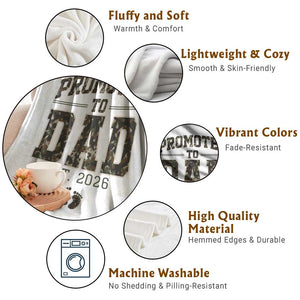 Camouflage Promoted To Dad Est 2026 Throw Blanket Camo Pregnancy Announcement Graphic TS12 Print Your Wear