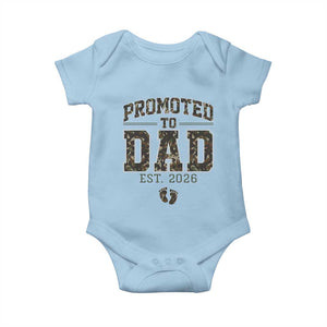 Camouflage Promoted To Dad Est 2026 Baby Onesie Camo Pregnancy Announcement Graphic TS12 Light Blue Print Your Wear