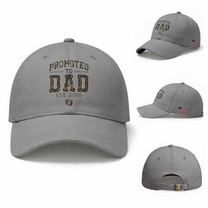 Camouflage Promoted To Dad Est 2026 Baseball Cap Camo Pregnancy Announcement Graphic TS12 Baseball Cap Universal Fit Sport Gray Print Your Wear