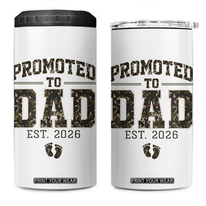 Camouflage Promoted To Dad Est 2026 4 in 1 Can Cooler Tumbler Camo Pregnancy Announcement Graphic TS12 One Size: 16 oz White Print Your Wear