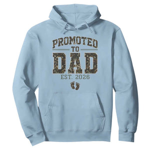 Camouflage Promoted To Dad Est 2026 Hoodie Camo Pregnancy Announcement Graphic TS12 Light Blue Print Your Wear