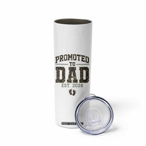 Camouflage Promoted To Dad Est 2026 Skinny Tumbler Camo Pregnancy Announcement Graphic TS12 Print Your Wear