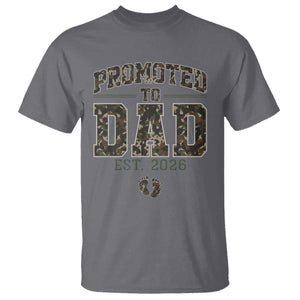 Camouflage Promoted To Dad Est 2026 T Shirt Camo Pregnancy Announcement Graphic TS12 Charcoal Print Your Wear
